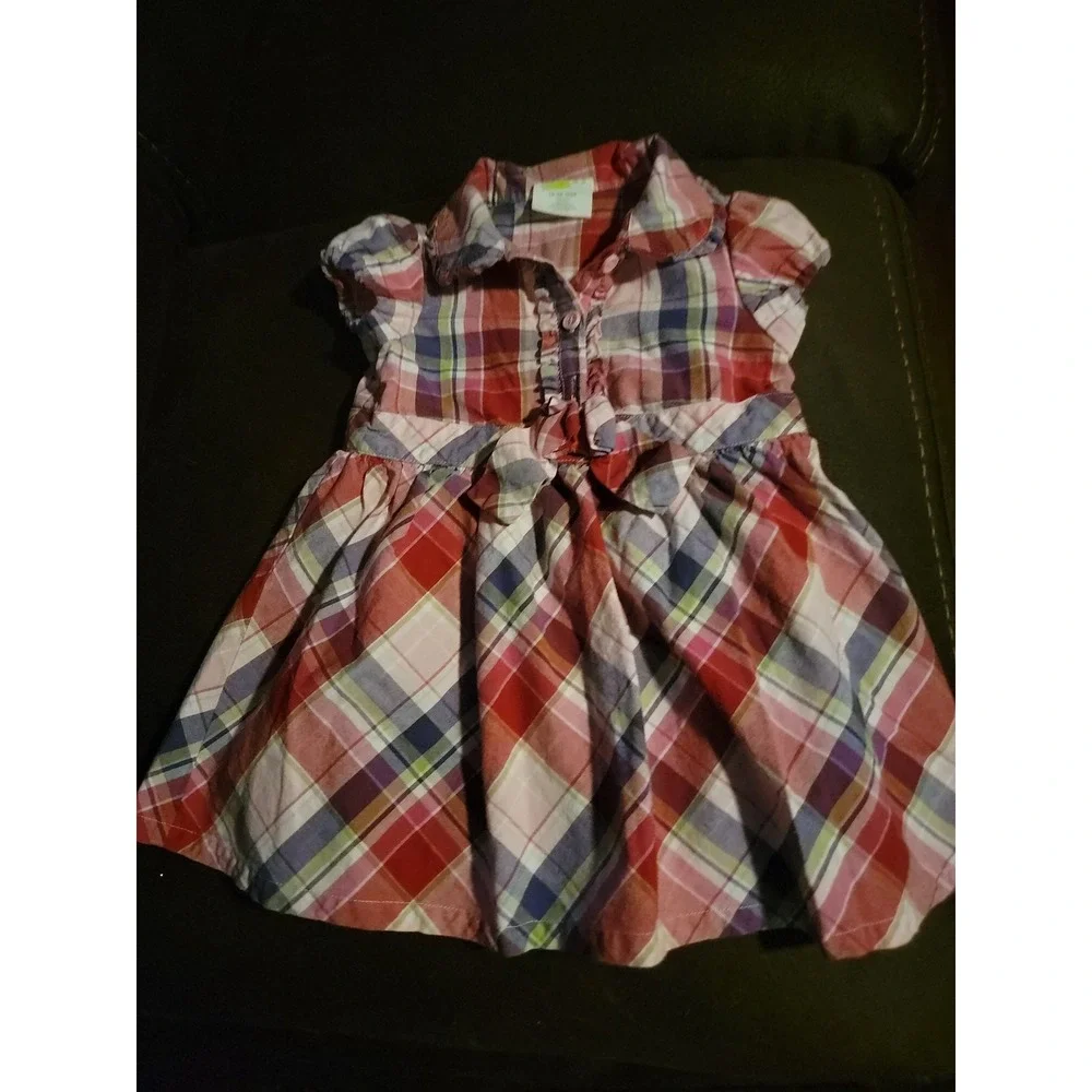 Crazy 8 pocketful of pedals plaid dress size 18 24 months